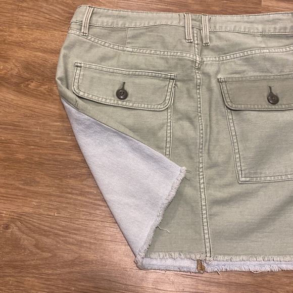FRAME Denim and Light Green Khaki Two Tone Skirt - Picture 6 of 6